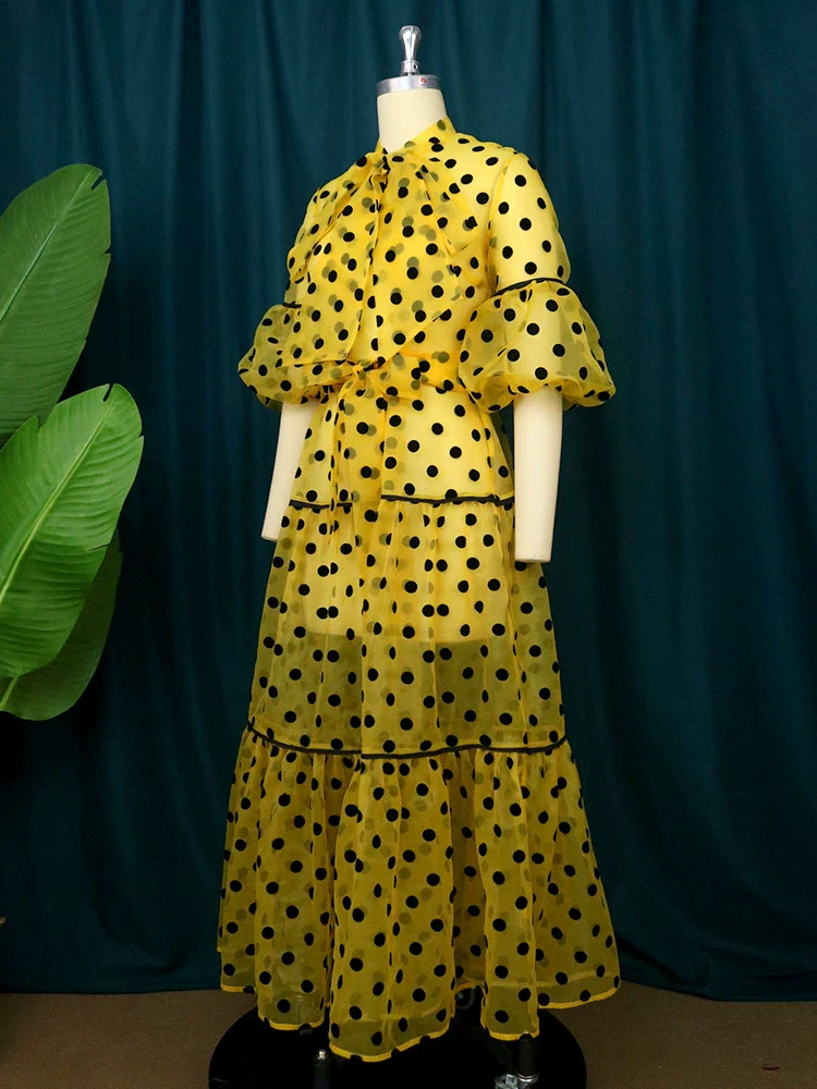 European and American-Style plus Size Polka Dot Long Dress - Image 3