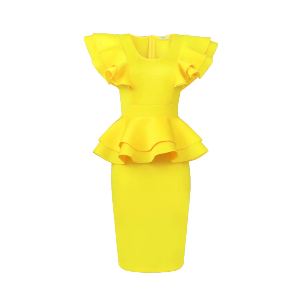 European and American-Style plus Size Ruffle Sleeve Dress with Mock Two Pieces - Image 6