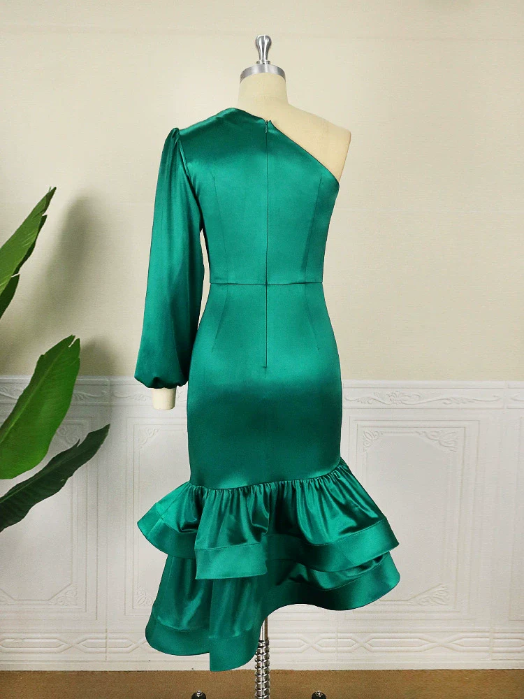 European and American-Style plus Size Sexy Shoulder Evening Gown - Image 4
