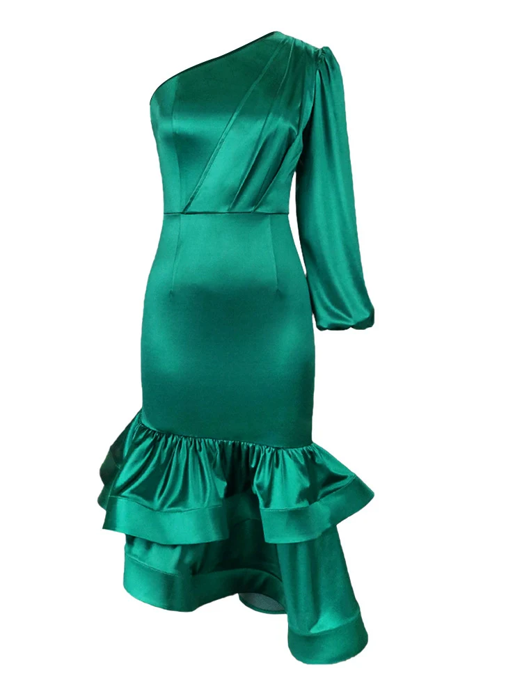 European and American-Style plus Size Sexy Shoulder Evening Gown - Image 5