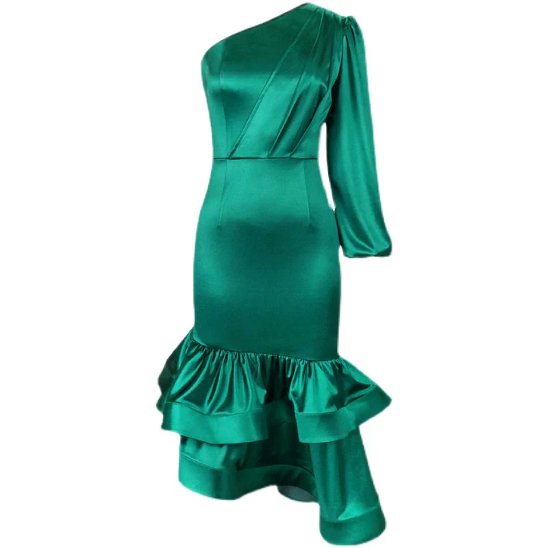 European and American-Style plus Size Sexy Shoulder Evening Gown - Image 7