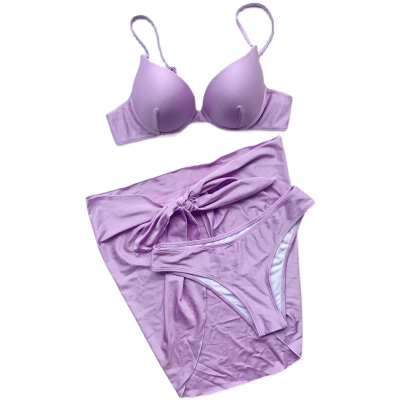 European and American Thin Band Chest Pad Push-up Split Swimsuit Triangle Bikini Beach High Waist Swimsuit Sexy Bikini Women - Image 5