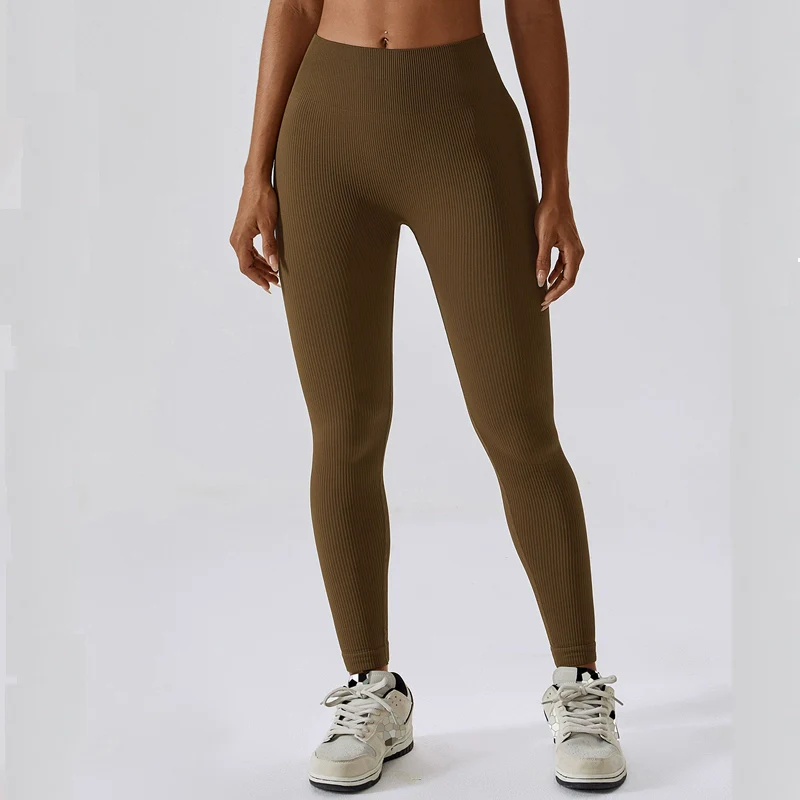 European and American Thread High Waist Tight Yoga Pants Peach Buttock Lifting Fitness Pants Quick-Drying Outer Wear Running Sports Pants Capri - Image 2