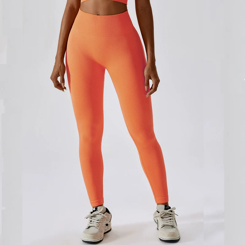 European and American Thread High Waist Tight Yoga Pants Peach Buttock Lifting Fitness Pants Quick-Drying Outer Wear Running Sports Pants Capri - Image 4