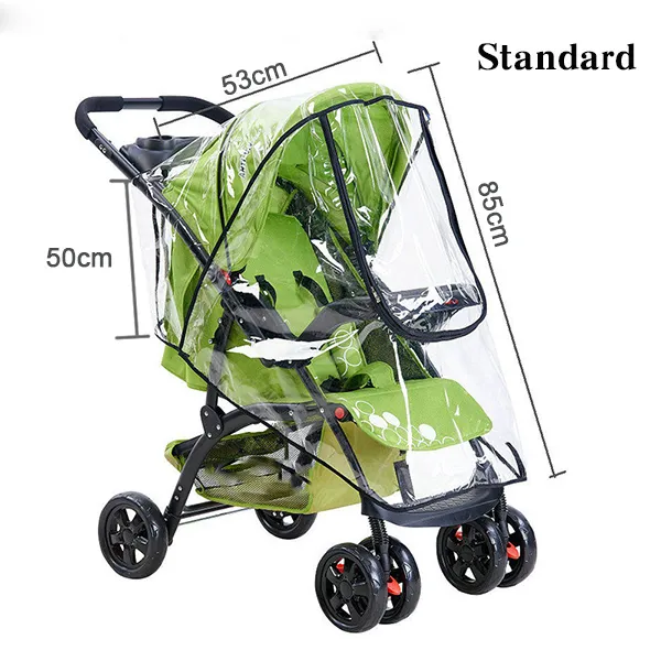 EVA Baby Stroller Accessories Waterproof Rain Cover Transparent Wind Dust Shield Zipper Open For Pushchairs Raincoat - Image 2