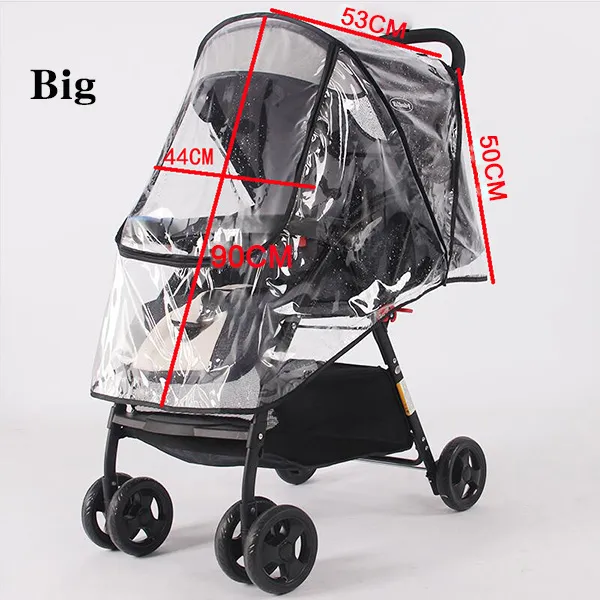 EVA Baby Stroller Accessories Waterproof Rain Cover Transparent Wind Dust Shield Zipper Open For Pushchairs Raincoat - Image 3