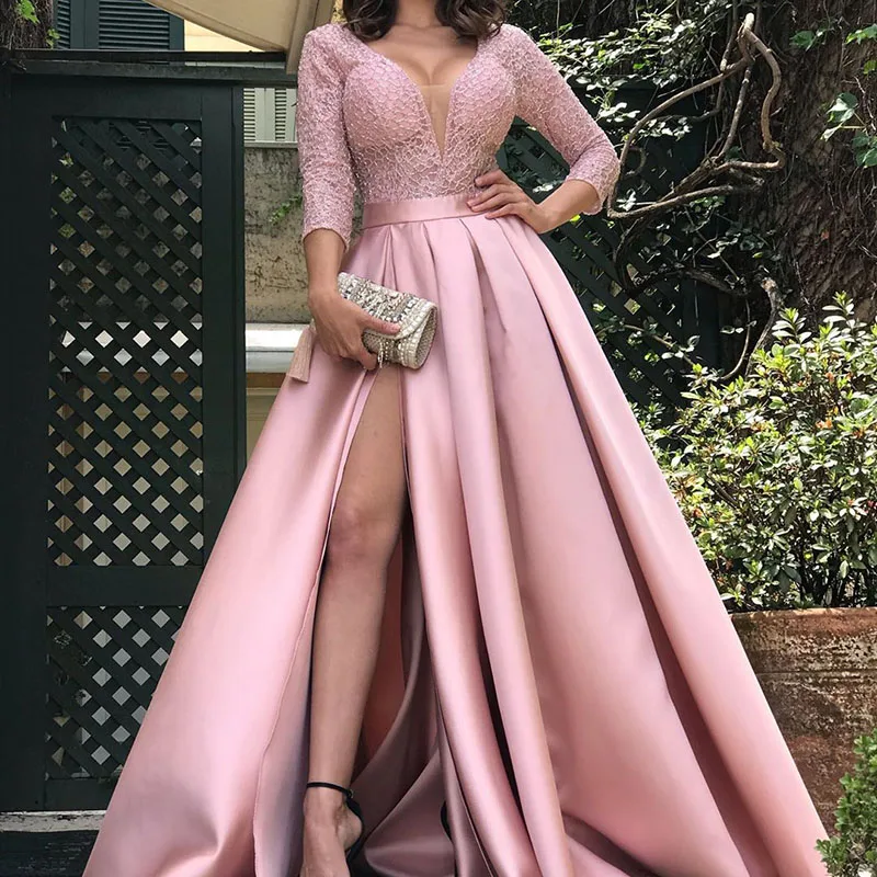 Evening Dress 2023 Length Long Party Dress Elegant Lady Lace Sequin Split Satin Sexy Maxi Evening Dress S-5XL - Image 10