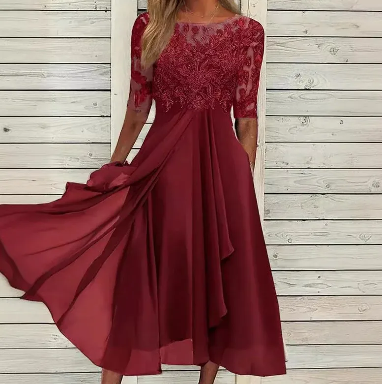 Evening Dress Vestidos Dresses 2025 Woman Elegant Temperament Gentle SlimI Irregular Solid Color Fashion Banquet Chiffon French - Image 11