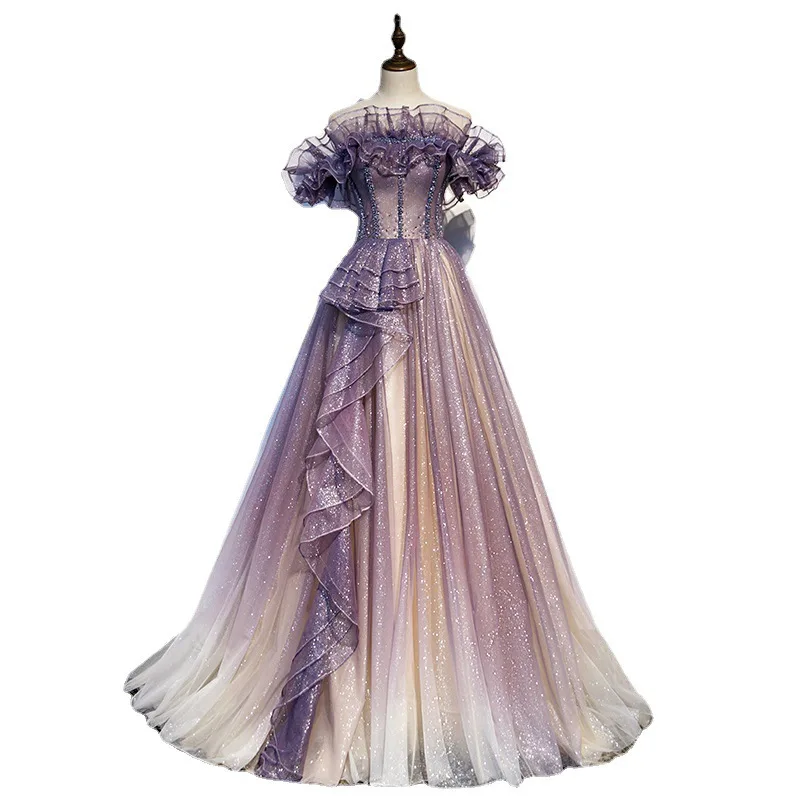 Evening Dress Women 2024 New Autumn And Winter Temperament Banquet Host Fairy Celebrity Slim Dress Wedding Bridesmaid prom dress - Image 5