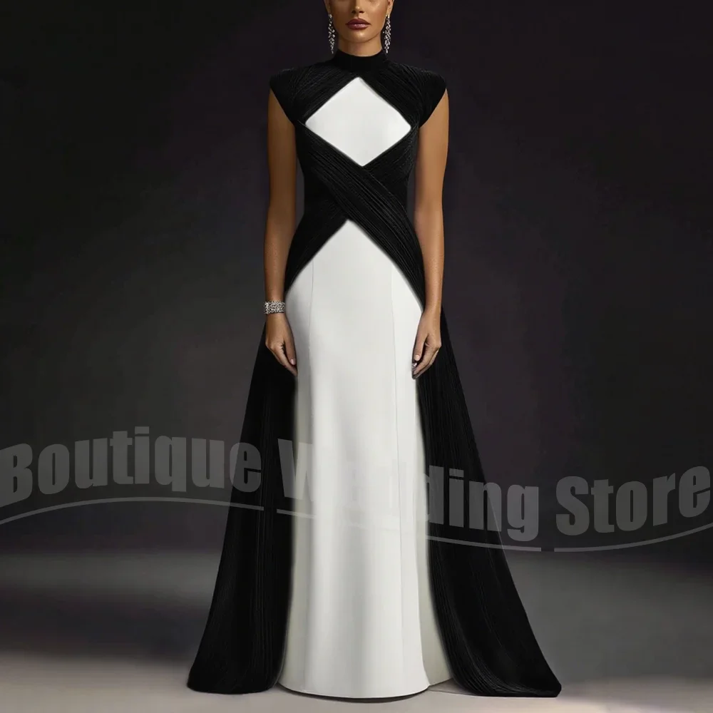 Evening Dresses for Women Fashion Pleated Draped Prom Gowns Slim Elegant High Collar Sleeveless Floor Length Party Dresses - Image 7