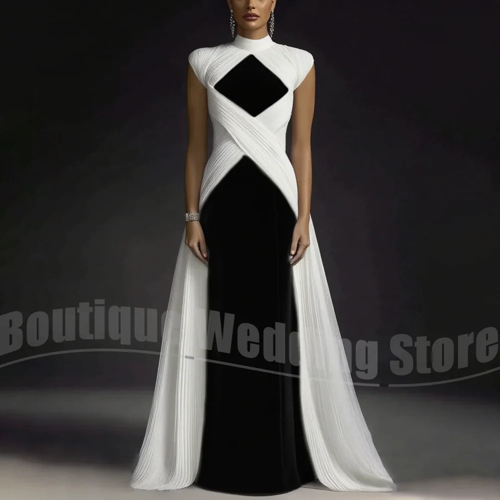 Evening Dresses for Women Fashion Pleated Draped Prom Gowns Slim Elegant High Collar Sleeveless Floor Length Party Dresses - Image 8