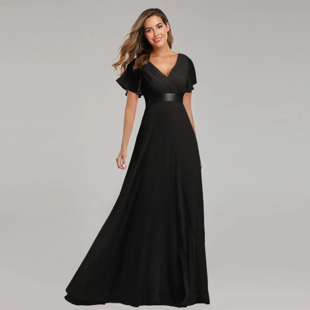 Evening Dresses XUCTHHC Elegant V-Neck Ruffles Chiffon Formal Evening Gown Robe Vestidos De Fiesta Dress for Wedding Party - Image 5