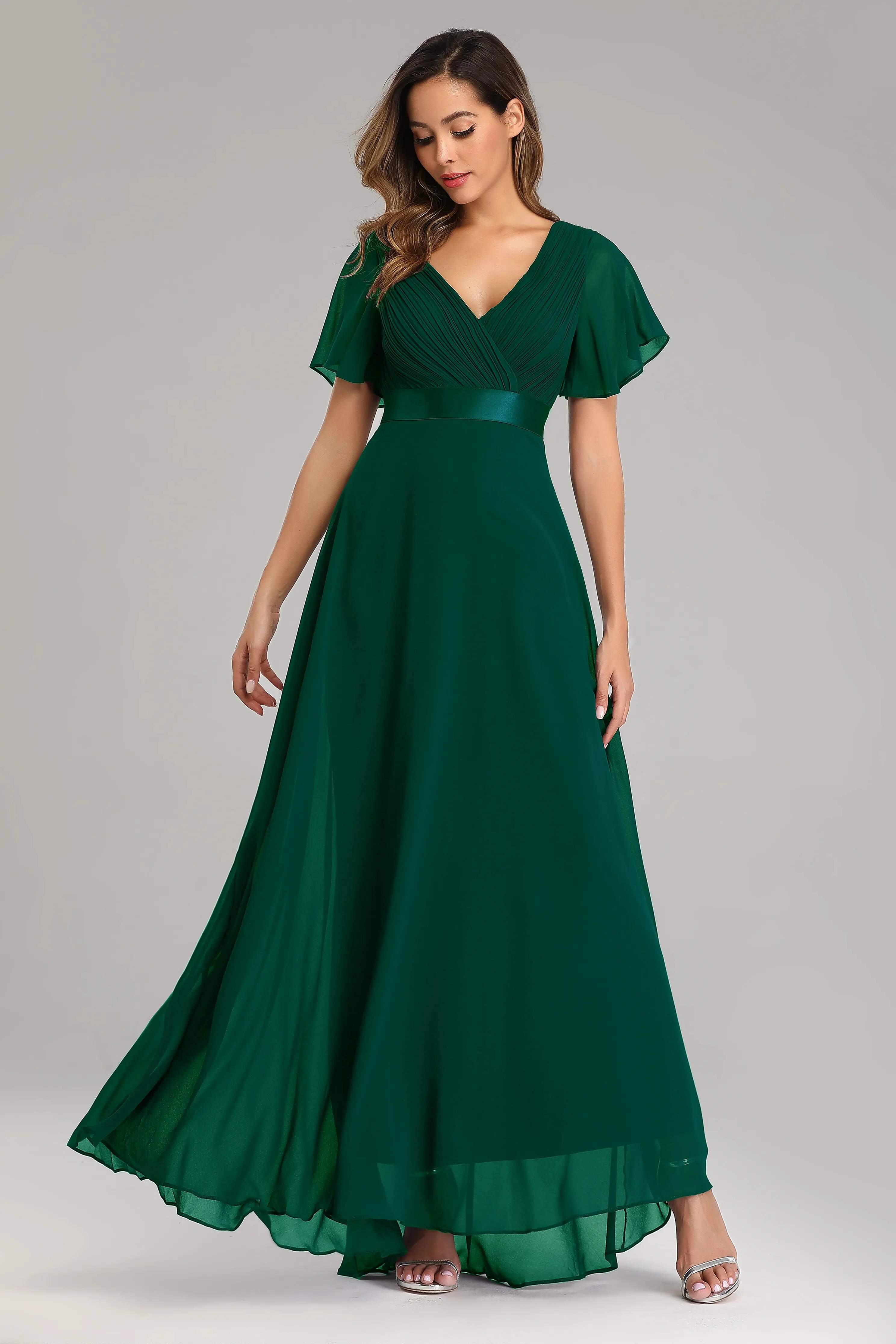 Evening Dresses XUCTHHC Elegant V-Neck Ruffles Chiffon Formal Evening Gown Robe Vestidos De Fiesta Dress for Wedding Party - Image 7