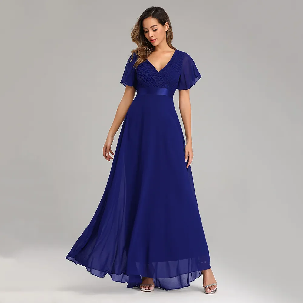 Evening Dresses XUCTHHC Elegant V-Neck Ruffles Chiffon Formal Evening Gown Robe Vestidos De Fiesta Dress for Wedding Party - Image 8