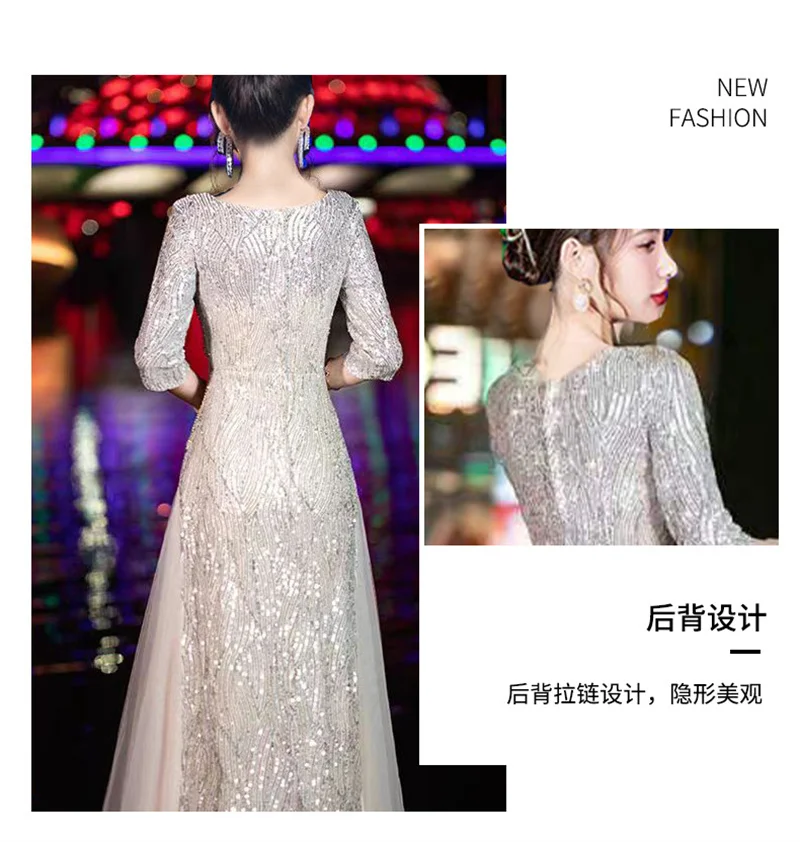 Evening Gown High-end Banquet Niche Light Luxury Host Steel Companion Conductor Choir Performance Costume Women's Long Dress WLF - Image 14