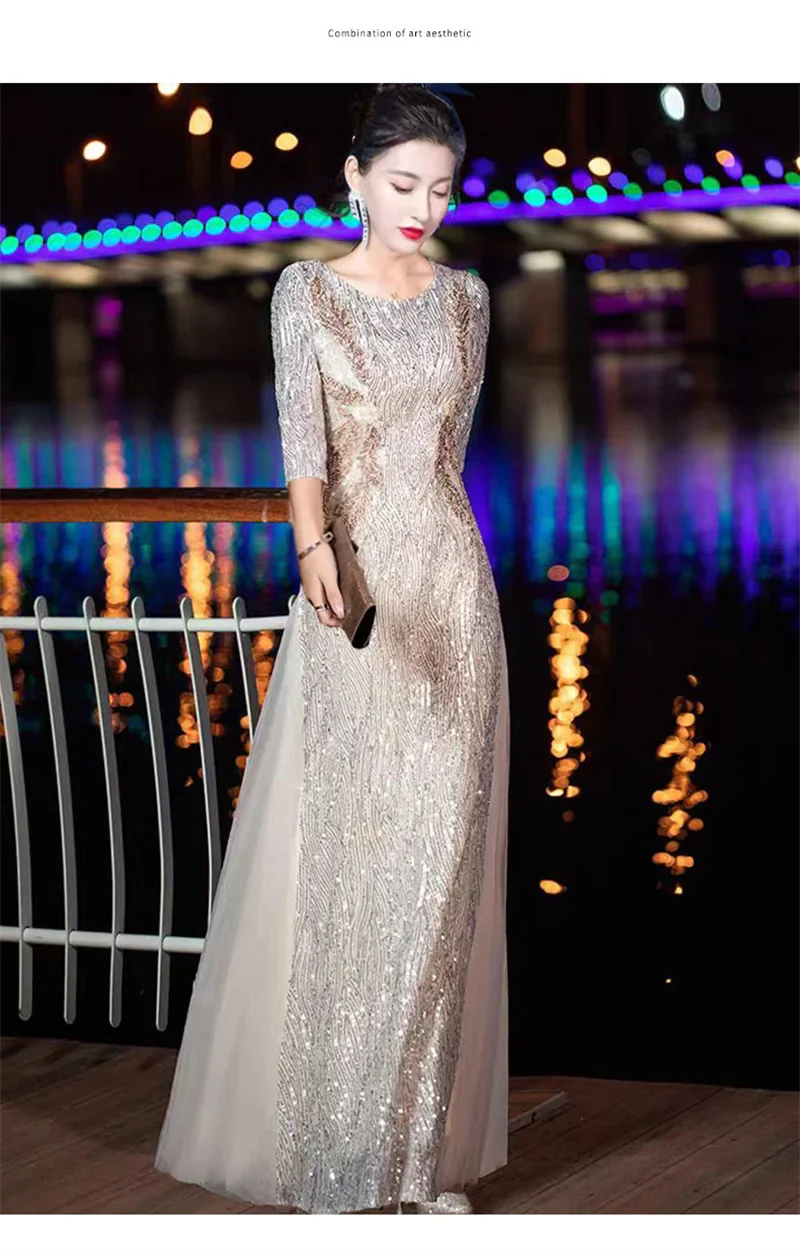 Evening Gown High-end Banquet Niche Light Luxury Host Steel Companion Conductor Choir Performance Costume Women's Long Dress WLF - Image 20