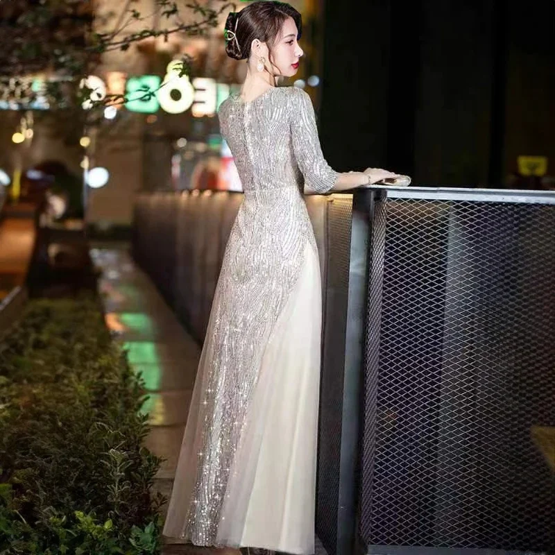 Evening Gown High-end Banquet Niche Light Luxury Host Steel Companion Conductor Choir Performance Costume Women's Long Dress WLF - Image 6