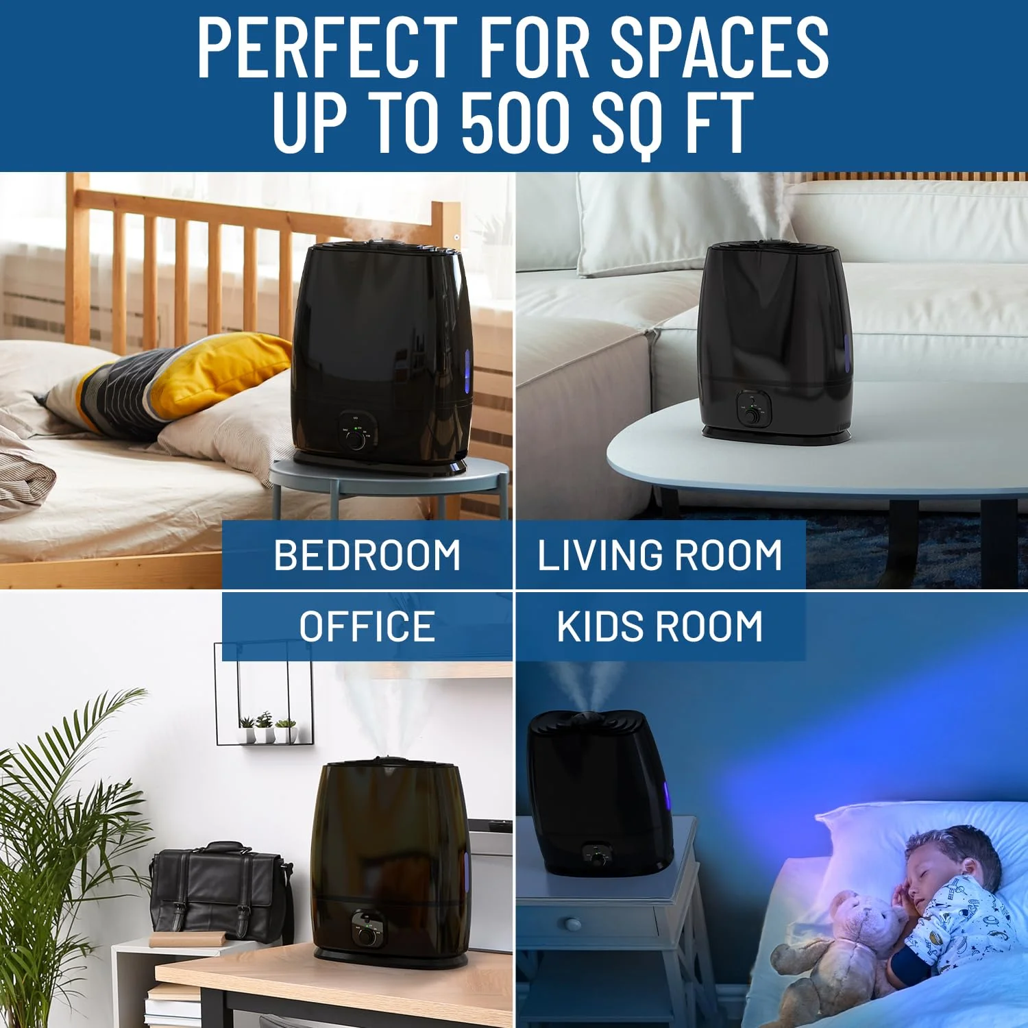 Everlasting Comfort Air Humidifiers for Bedroom - 50-Hour Continuous Use - Relieve Allergies, Sinuses, Congestion, Dry Skin - Ultrasonic Cool Mist Humidifiers for Home - Large Air Humidifier for Room - Image 3