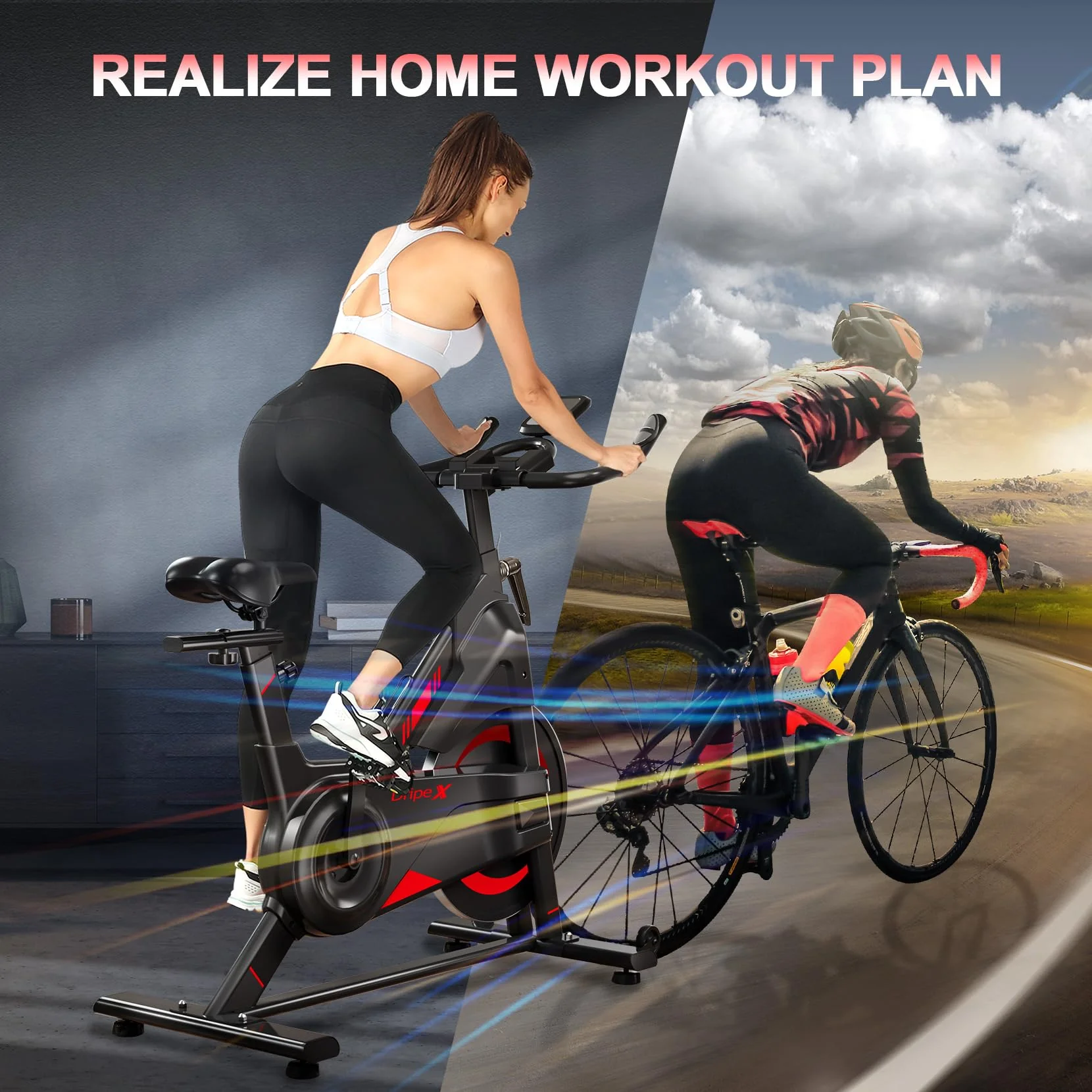 Exercise Bike, Dripex 2023 Upgrade [Super Silent Belt Drive] Indoor Stationary Bike with Tablet Holder, LCD Monitor for Home Bicycle Workout - Image 3