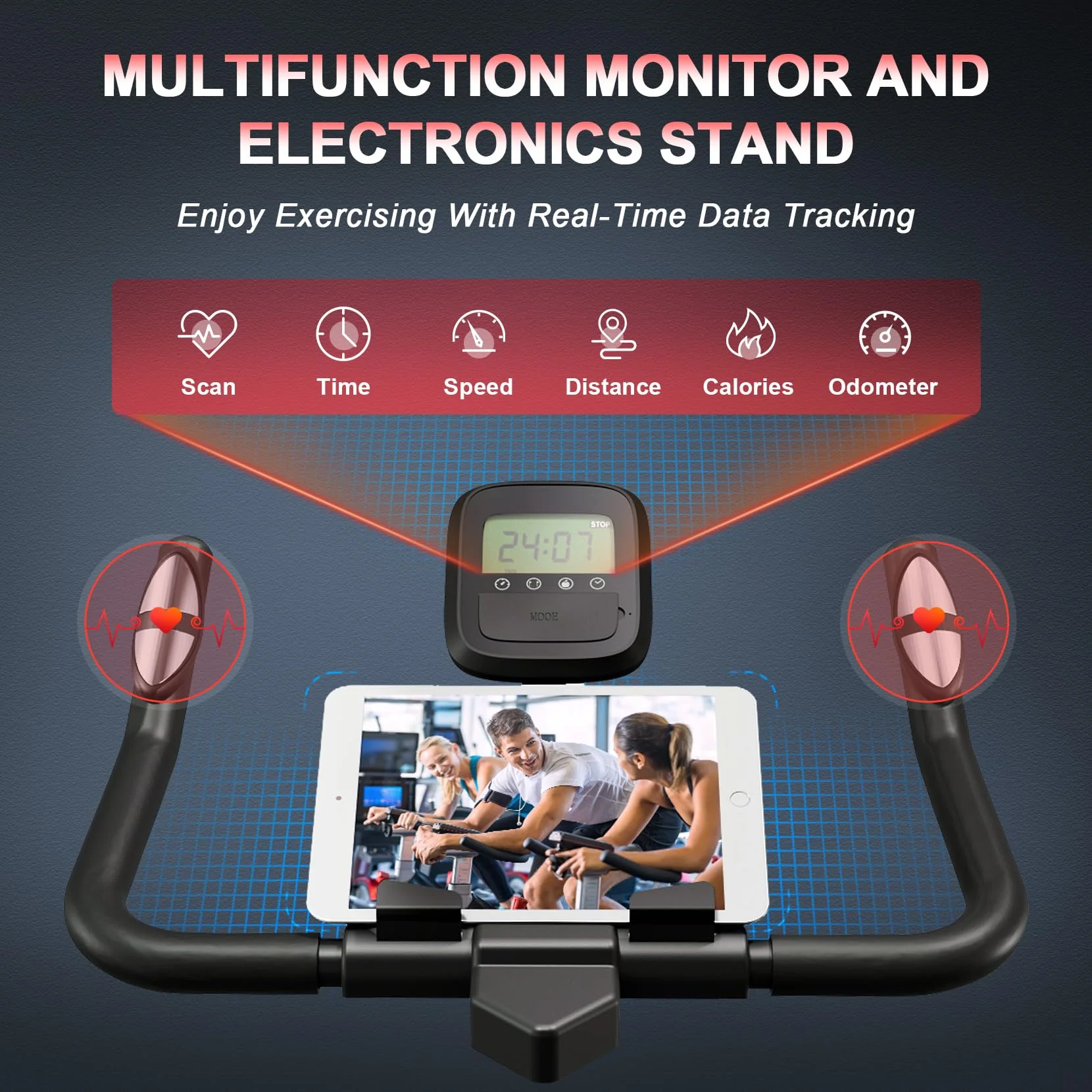 Exercise Bike, Dripex 2023 Upgrade [Super Silent Belt Drive] Indoor Stationary Bike with Tablet Holder, LCD Monitor for Home Bicycle Workout - Image 5