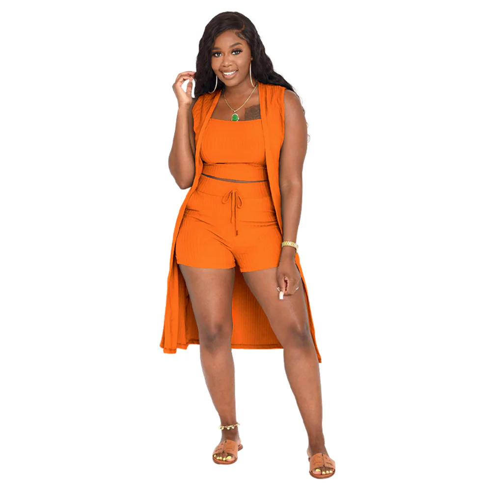 fall 2021 women clothes Fashion casual Ribbed knit pit strip cardigan coat two piece pants set women - Image 7