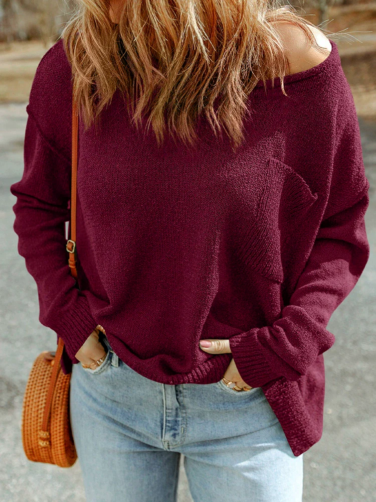 Fall 2024 New Arrival Pure Color Long Sleeves Sweater Female European and American Leisure Wind Thread Knitting Thermal Head Cover Tops Female - Image 5