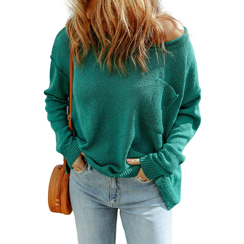 Fall 2024 New Arrival Pure Color Long Sleeves Sweater Female European and American Leisure Wind Thread Knitting Thermal Head Cover Tops Female - Image 6