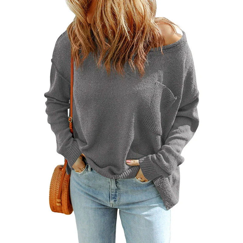 Fall 2024 New Arrival Pure Color Long Sleeves Sweater Female European and American Leisure Wind Thread Knitting Thermal Head Cover Tops Female - Image 8