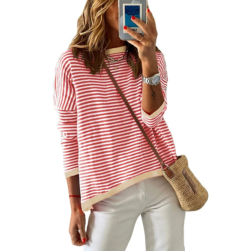 Fall and Winter Pure Cotton Fashion Fashion Drop-Shoulder Long-Sleeve Sweater - Image 11