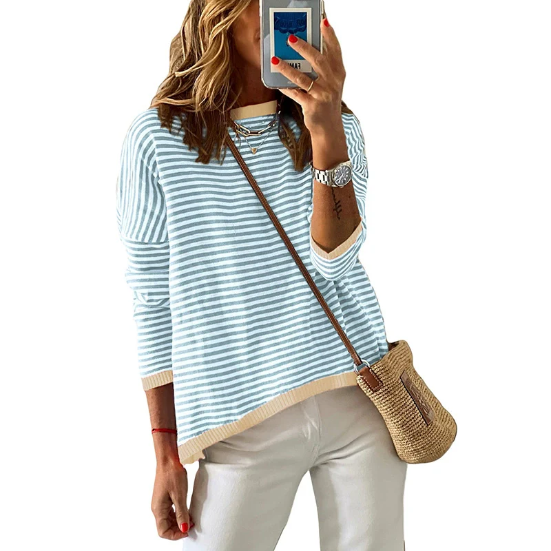 Fall and Winter Pure Cotton Fashion Fashion Drop-Shoulder Long-Sleeve Sweater - Image 12
