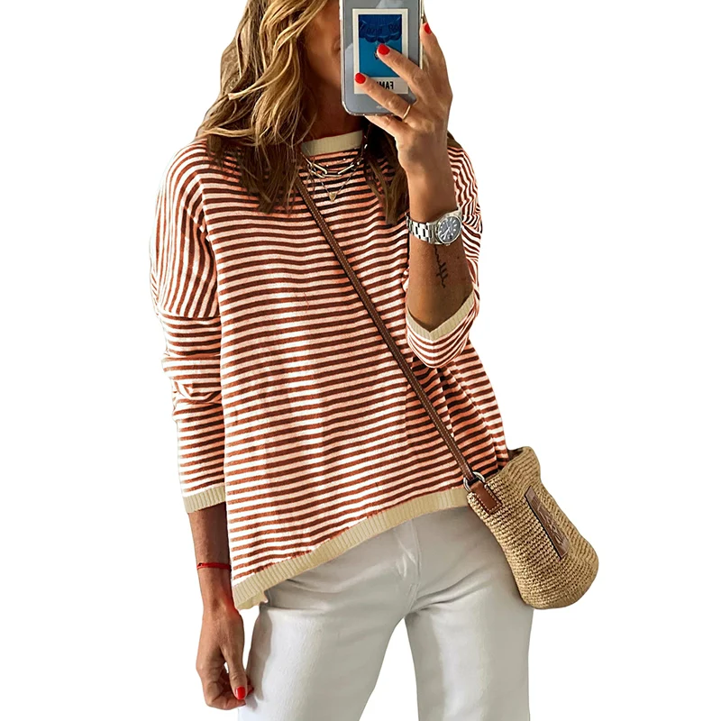 Fall and Winter Pure Cotton Fashion Fashion Drop-Shoulder Long-Sleeve Sweater - Image 13