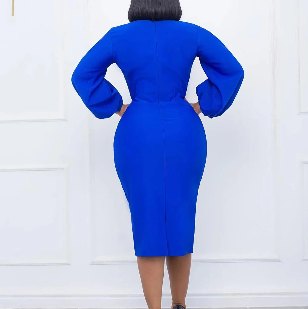 Fall Church Dress for Women 2023 New Arrivals Dresses Elegant Lantern Long Sleeve Ladies Knee Length Formal Festival Midi Dress - Image 6