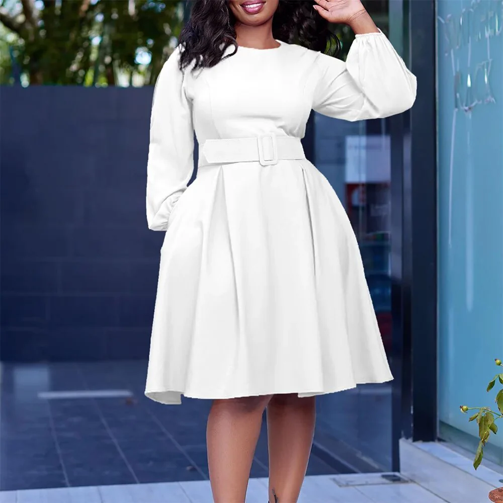 Fall Dresse Women Elegant Mother of Bride Dresses for Wedding Church Solid Color Long Sleeve African Ladies Evening Dress - Image 2
