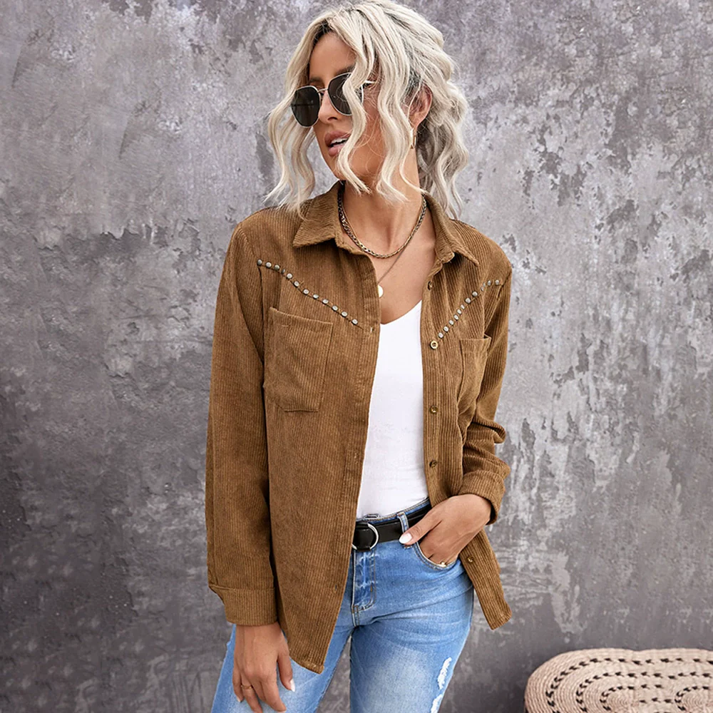 Fall New Arrival Cotton Linen Shirt Female 2024 Fashion Minority All-Match Pure Color Casual Polo Collar Long Sleeve Shirt Coat - Image 7