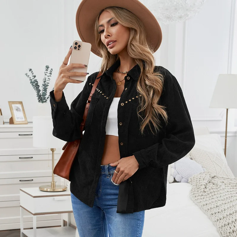 Fall New Arrival Cotton Linen Shirt Female 2024 Fashion Minority All-Match Pure Color Casual Polo Collar Long Sleeve Shirt Coat - Image 9