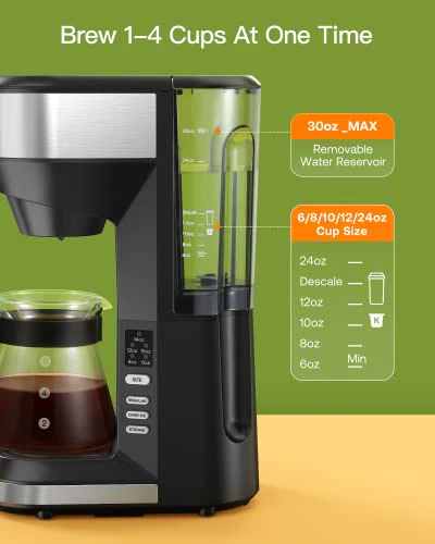 Famiworths Upgraded Hot and Iced Coffee Maker for K Cups and Ground Coffee, 4-5 Cups Coffee Maker and Single-serve Brewers, with 30Oz Removable Water Reservoir, 6 to 24Oz Cup Size, Classic Black - Image 6