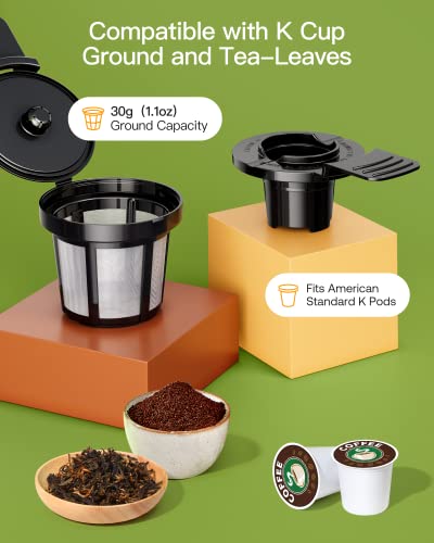 Famiworths Upgraded Hot and Iced Coffee Maker for K Cups and Ground Coffee, 4-5 Cups Coffee Maker and Single-serve Brewers, with 30Oz Removable Water Reservoir, 6 to 24Oz Cup Size, Classic Black - Image 7