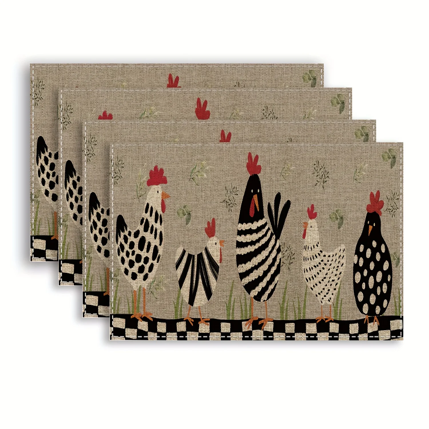 Farmhouse Rooster Kitchen Mats (2/4pcs) - Non-Slip, Washable Linen Placemats, Perfect for Dining & Home Decor, 12x18 Inches - Image 5