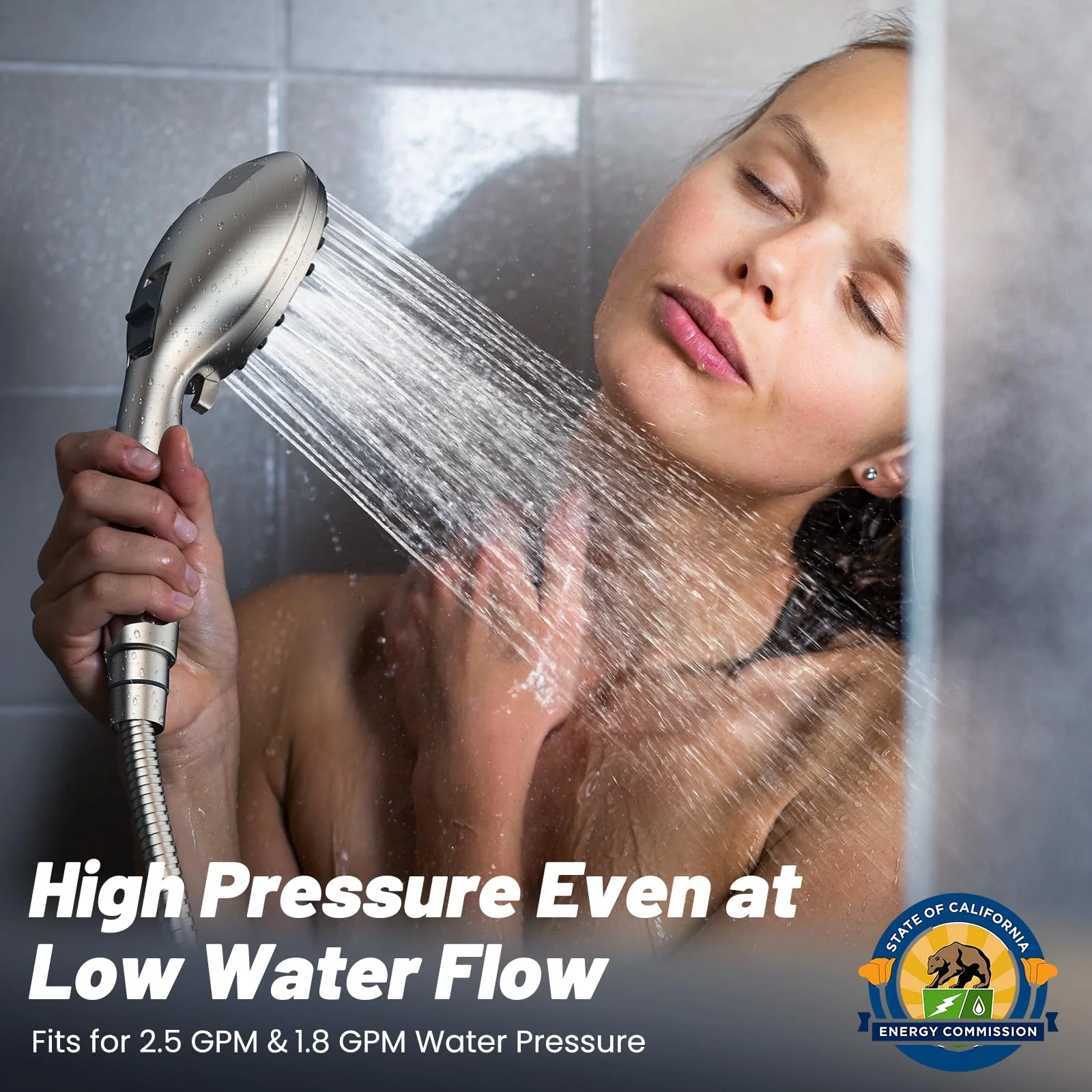FASDUNT High Pressure Shower Head with Handheld, 8-mode Shower Heads with 80" Extra Long Stainless Steel Hose & Adjustable Bracket, Built-in Power Wash to Clean Tub, Tile & Pets - Brushed Nickel - Image 9