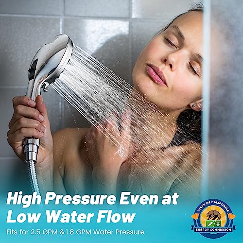 FASDUNT High Pressure Shower Head with Handheld, 8-mode Shower Heads with 80" Extra Long Stainless Steel Hose & Adjustable Bracket, Built-in Power Wash to Clean Tub, Tile & Pets - Chrome - Image 9