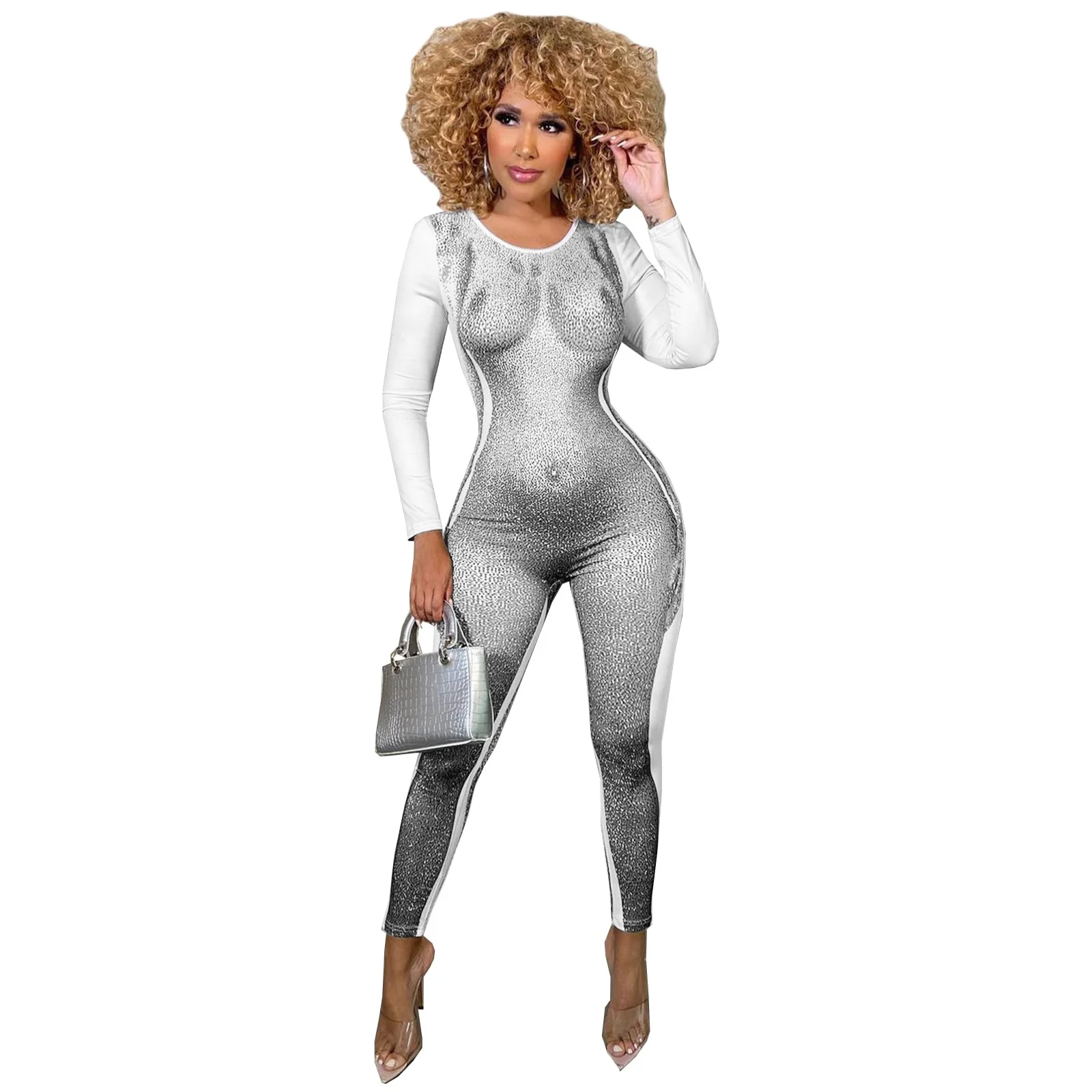 Fashion 3D Body Print Design Rompers Women Sexy Sporty O Neck Long Sleeve Leggings Skinny Club Party Jumpsuit Overalls Clothes - Image 3