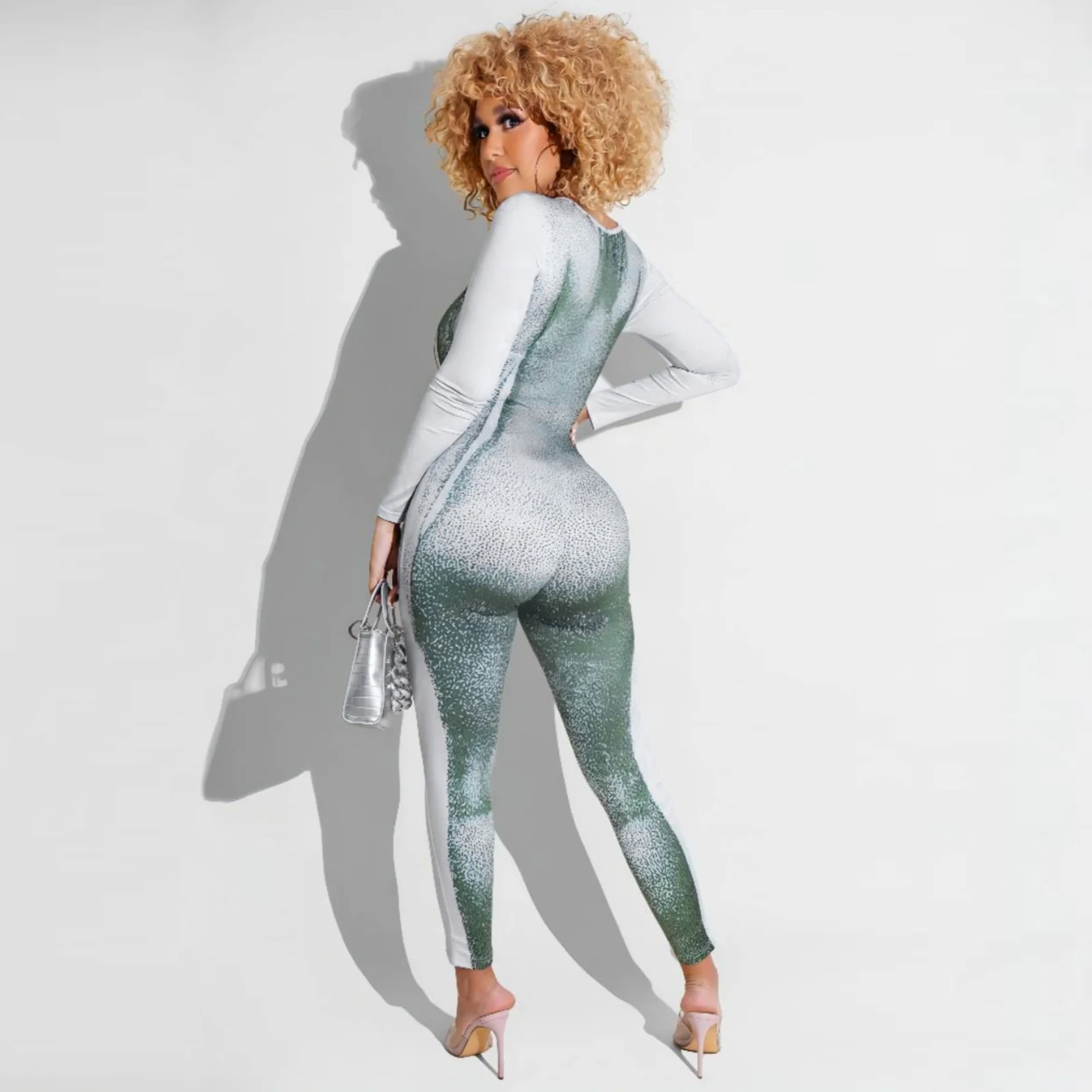 Fashion 3D Body Print Design Rompers Women Sexy Sporty O Neck Long Sleeve Leggings Skinny Club Party Jumpsuit Overalls Clothes - Image 5