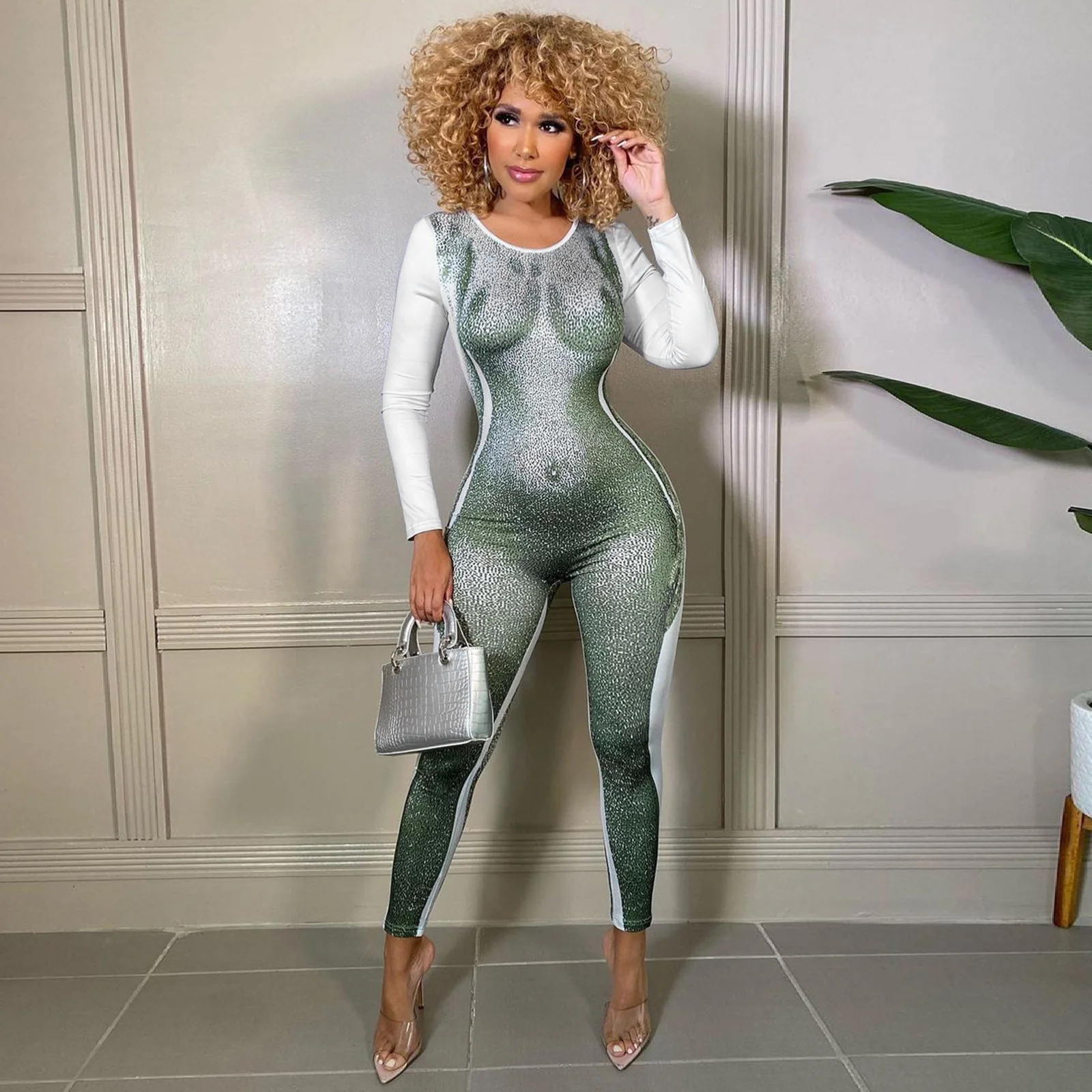 Fashion 3D Body Print Design Rompers Women Sexy Sporty O Neck Long Sleeve Leggings Skinny Club Party Jumpsuit Overalls Clothes - Image 8