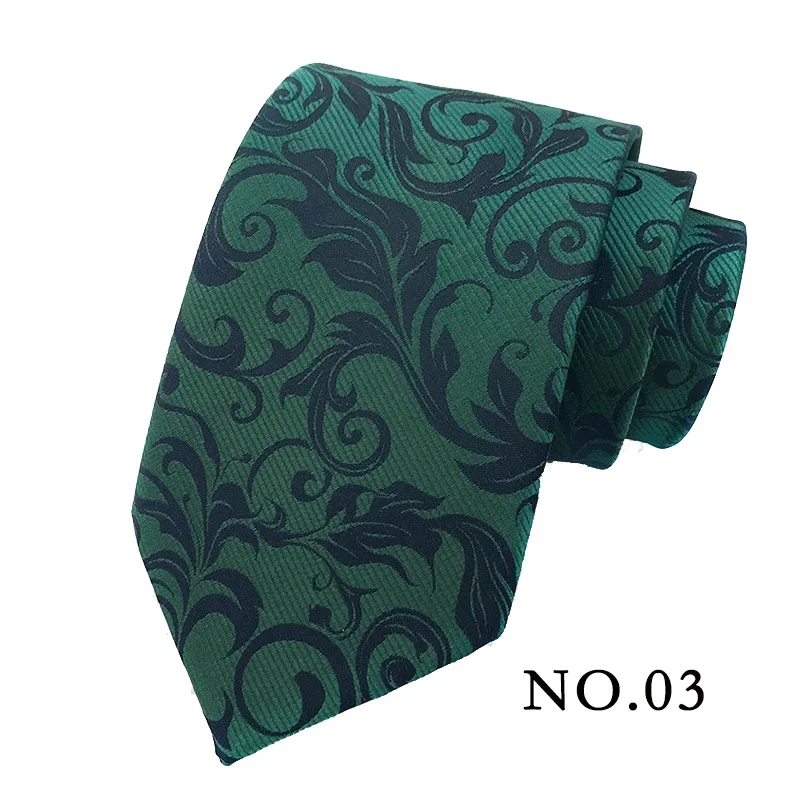 Fashion 8CM Mens Necktie Polka Dot Stripes Paisley Ties For Man Jacquard Woven Ascot Green Color Business Party Accessories - Image 5
