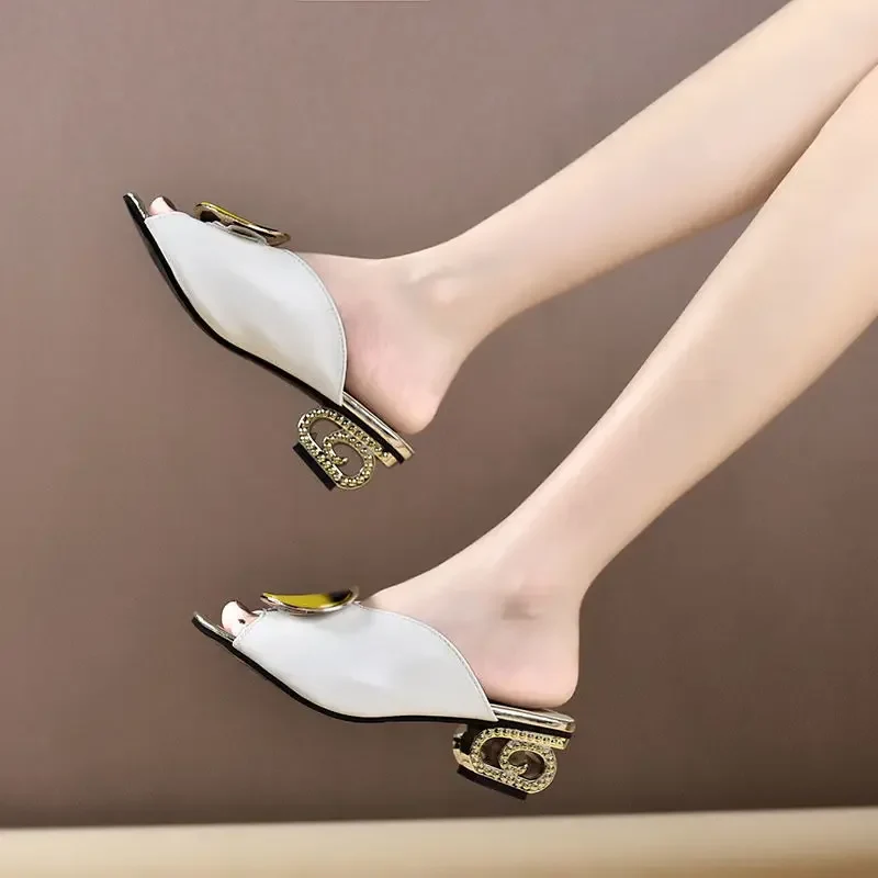 Fashion Aquare Toe High Heels Sandals Women Shoes Ladies Footwear Comfortable Fashion Sexy Wedding Shoe Female Summer Slippers - Image 2