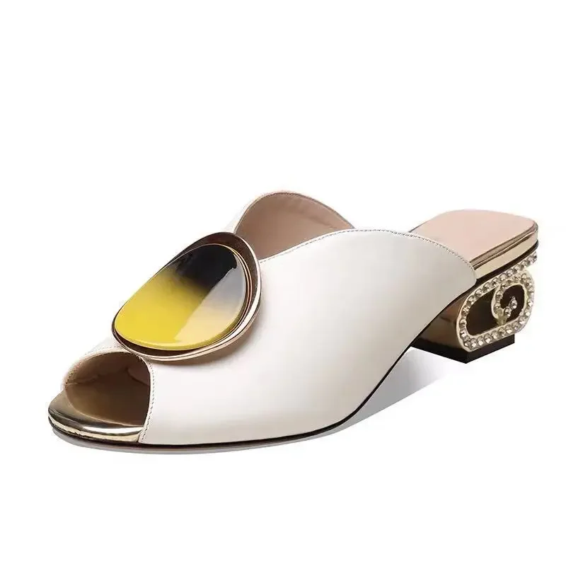 Fashion Aquare Toe High Heels Sandals Women Shoes Ladies Footwear Comfortable Fashion Sexy Wedding Shoe Female Summer Slippers - Image 3