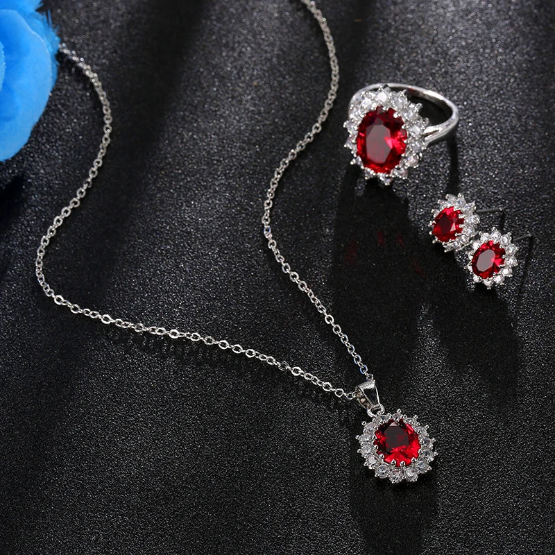 Fashion Blue Crystal Stone Wedding Jewelry Sets For Brides Silver Color Necklace Set For Women African Jewelry Sets & More - Image 2