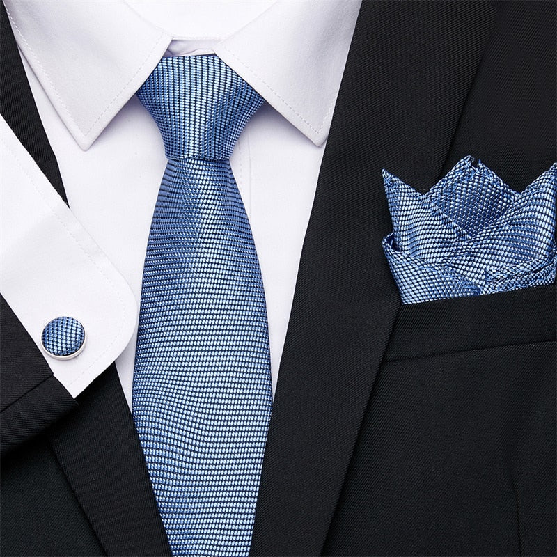 Fashion Business Silver Plaid Silk Men's Tie NeckTie 7.5cm Ties for Men Formal Luxury Wedding Quality Gravata group tie - Image 11