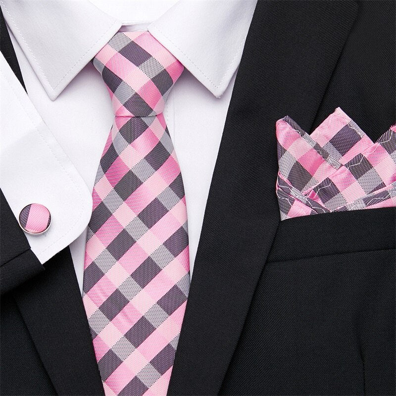 Fashion Business Silver Plaid Silk Men's Tie NeckTie 7.5cm Ties for Men Formal Luxury Wedding Quality Gravata group tie - Image 12