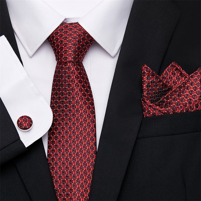 Fashion Business Silver Plaid Silk Men's Tie NeckTie 7.5cm Ties for Men Formal Luxury Wedding Quality Gravata group tie - Image 22